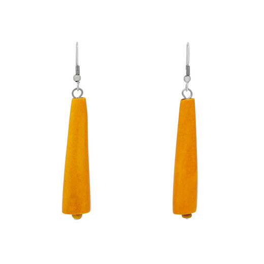 yellow hook wooden earrings